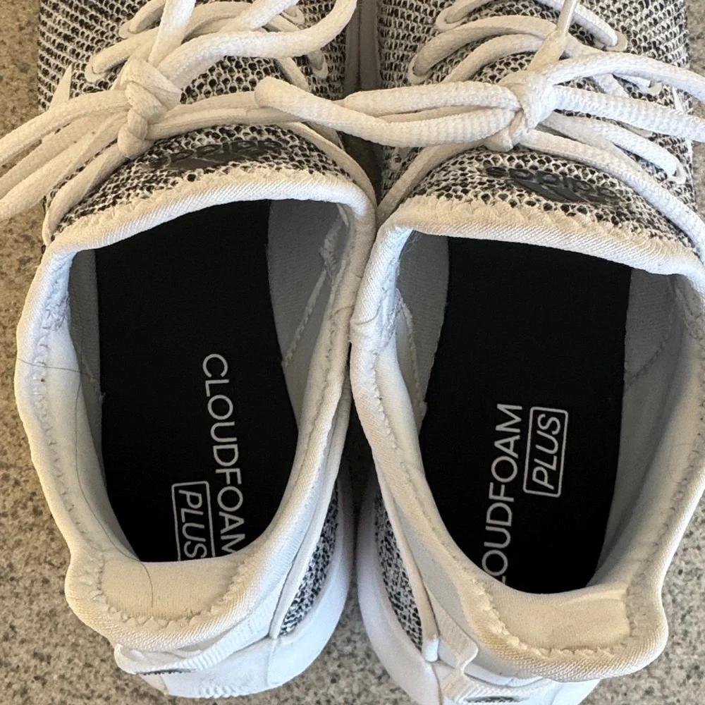 Adidas Women's Cloudfoam Plus Gray and White Sneakers